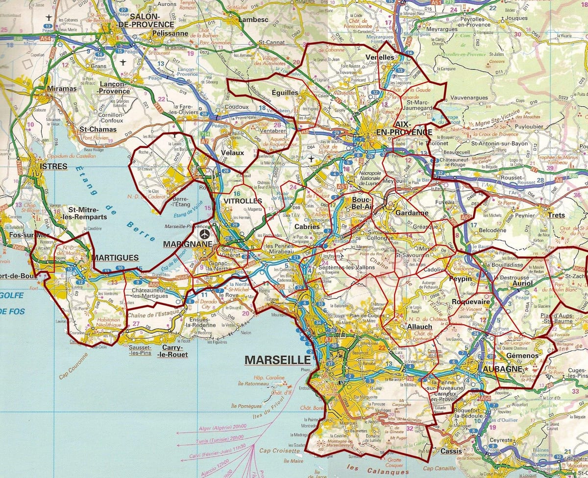 harta e rrugës Marsejë