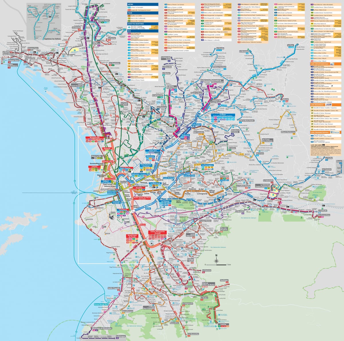 Marsejë transportit hartë