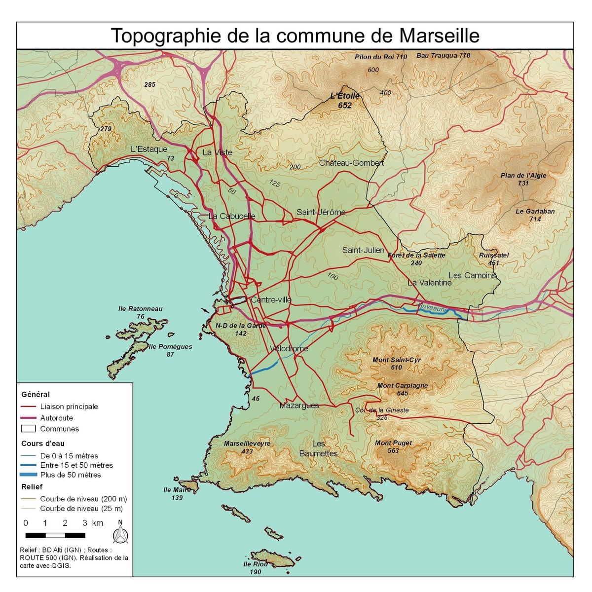 topografike hartë të Marsejë