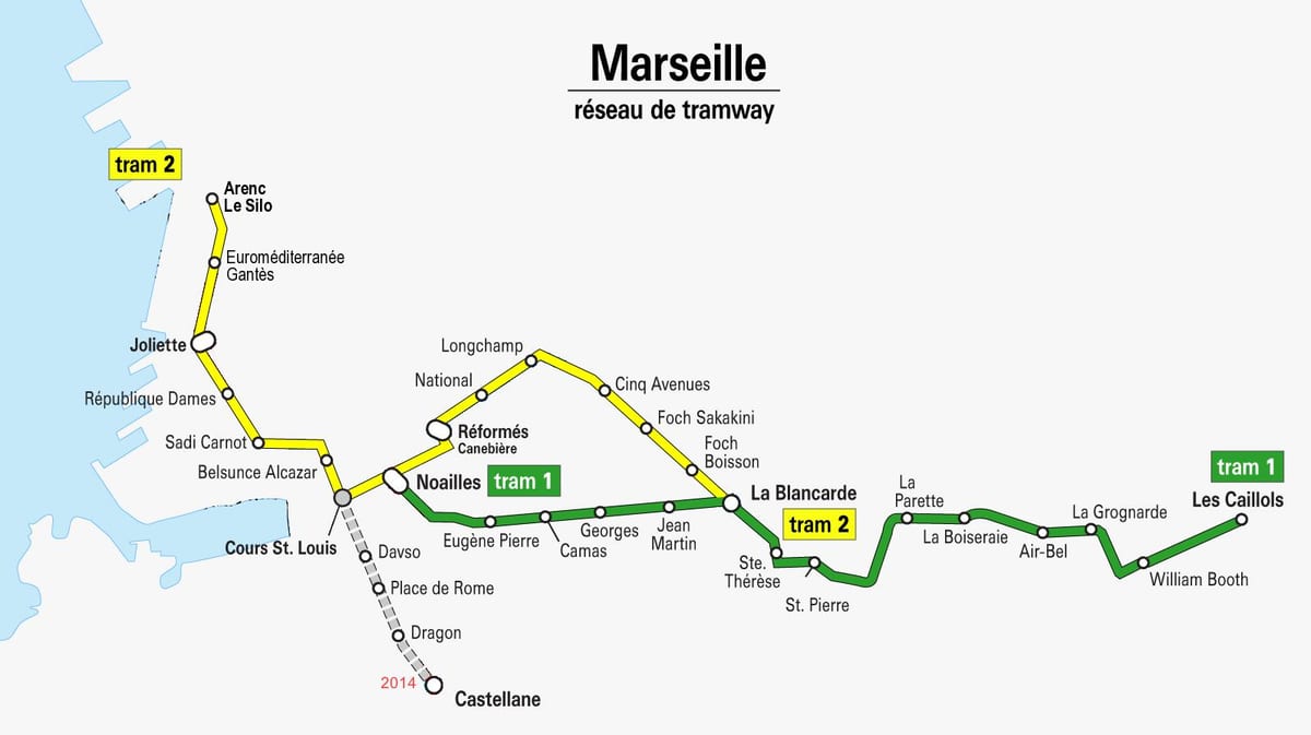 harta e Marsejë tramvaj