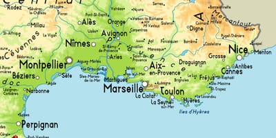 Harta e Marsejë dhe zona përreth